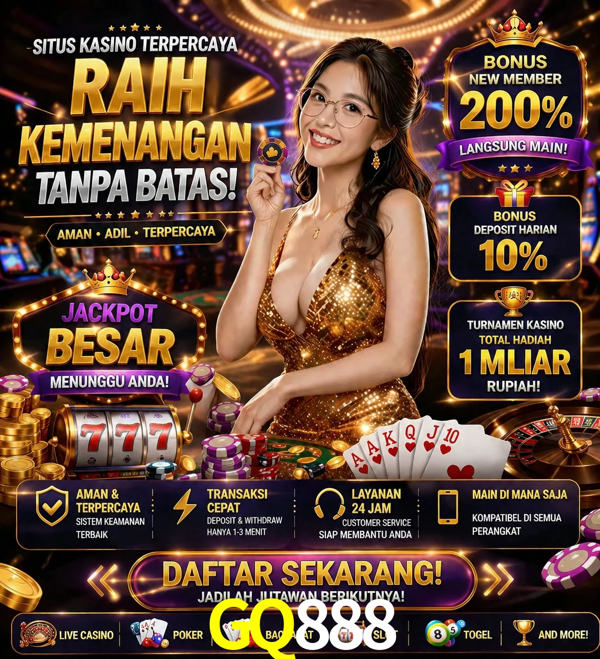 Roleta e blackjack GQ888